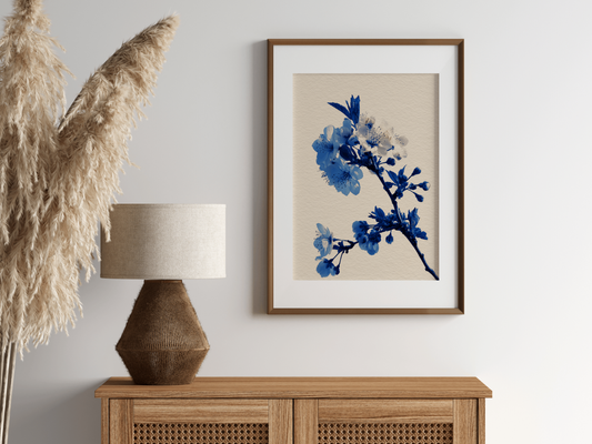 Sakura Watercolor Wall Art | Blue & Blush Japanese Print