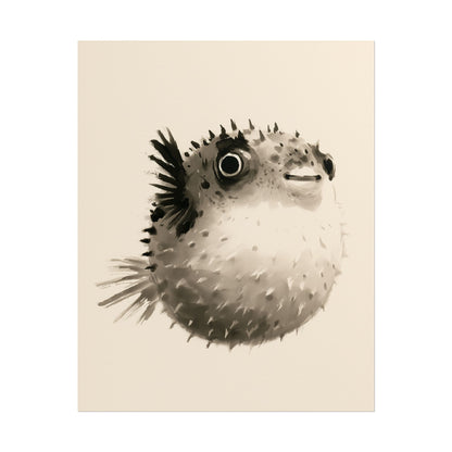 Fugu Bloom, Ink Pufferfish | Zen Animal Print