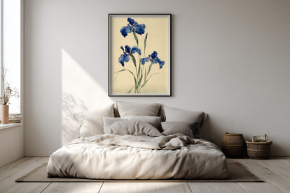Kakitsubata, Blue Iris at Water's Edge | Botanical Wall Art