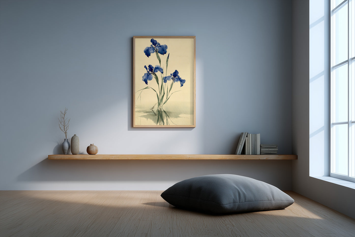 Kakitsubata, Blue Iris at Water's Edge | Botanical Wall Art