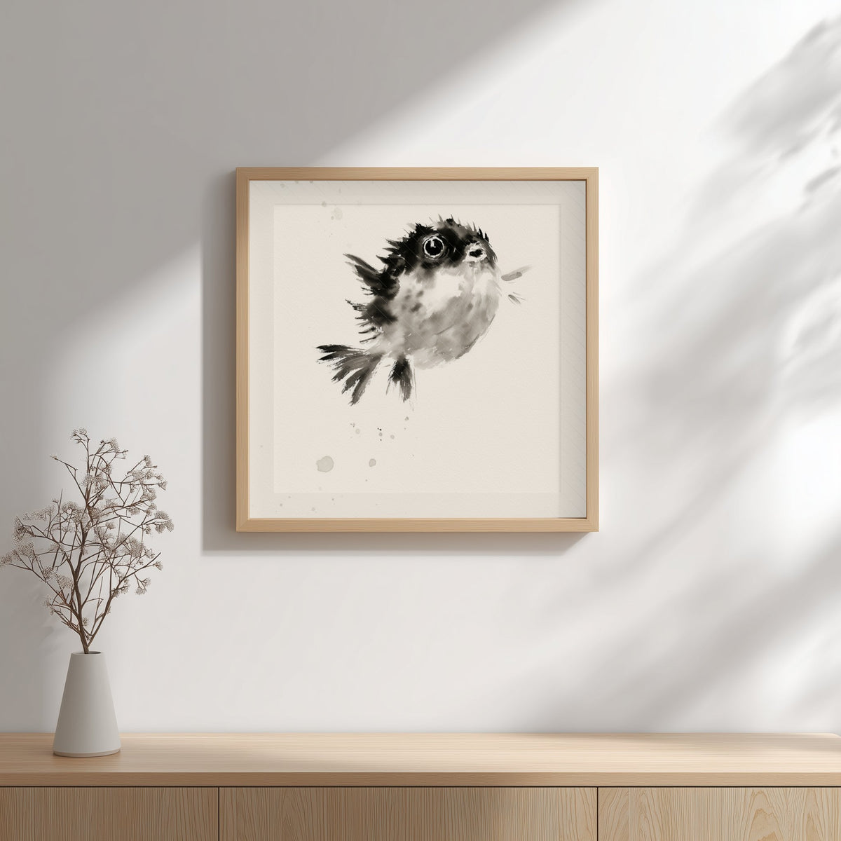 Fugu Bloom, Ink Pufferfish | Zen Animal Print