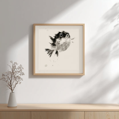 Fugu Bloom, Ink Pufferfish | Zen Animal Print
