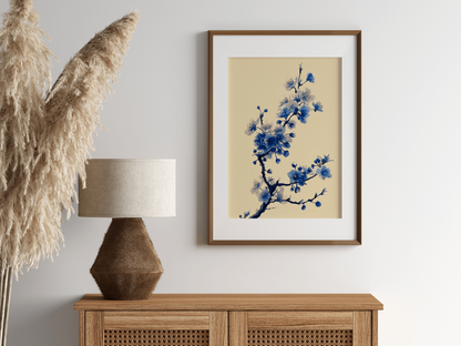 Sakura in Indigo | Japanese Cherry Blossom Watercolor Print