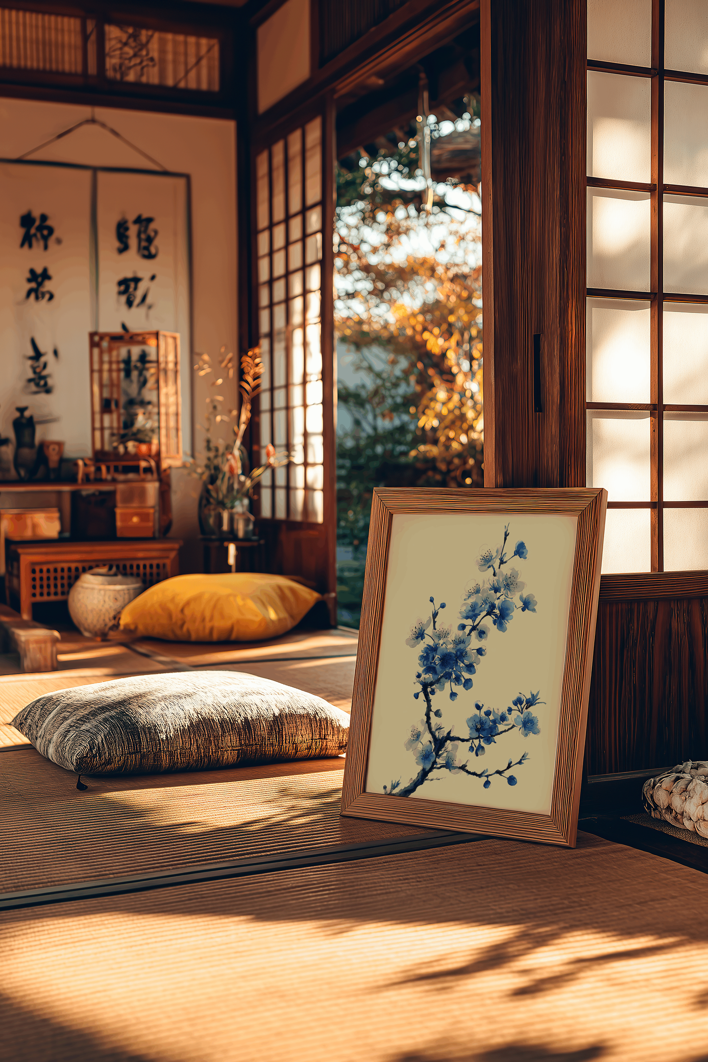 Sakura in Indigo | Japanese Cherry Blossom Watercolor Print