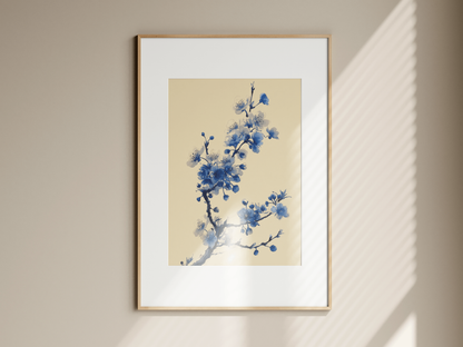 Sakura in Indigo | Japanese Cherry Blossom Watercolor Print