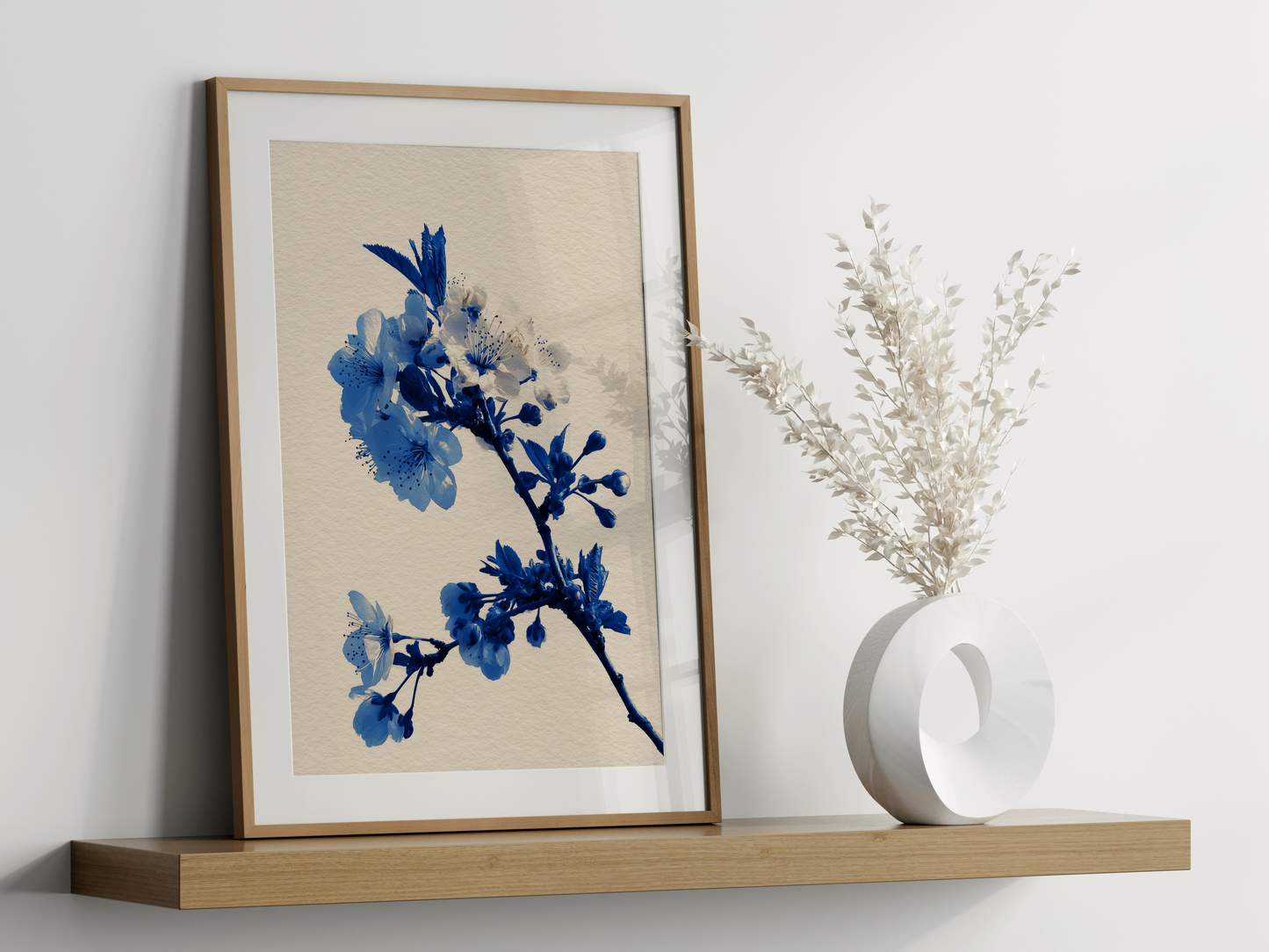 Sakura Watercolor Wall Art | Blue & Blush Japanese Print