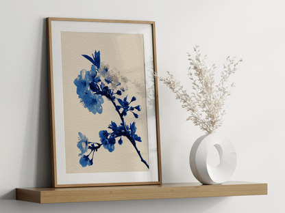 Sakura Watercolor Wall Art | Blue & Blush Japanese Print
