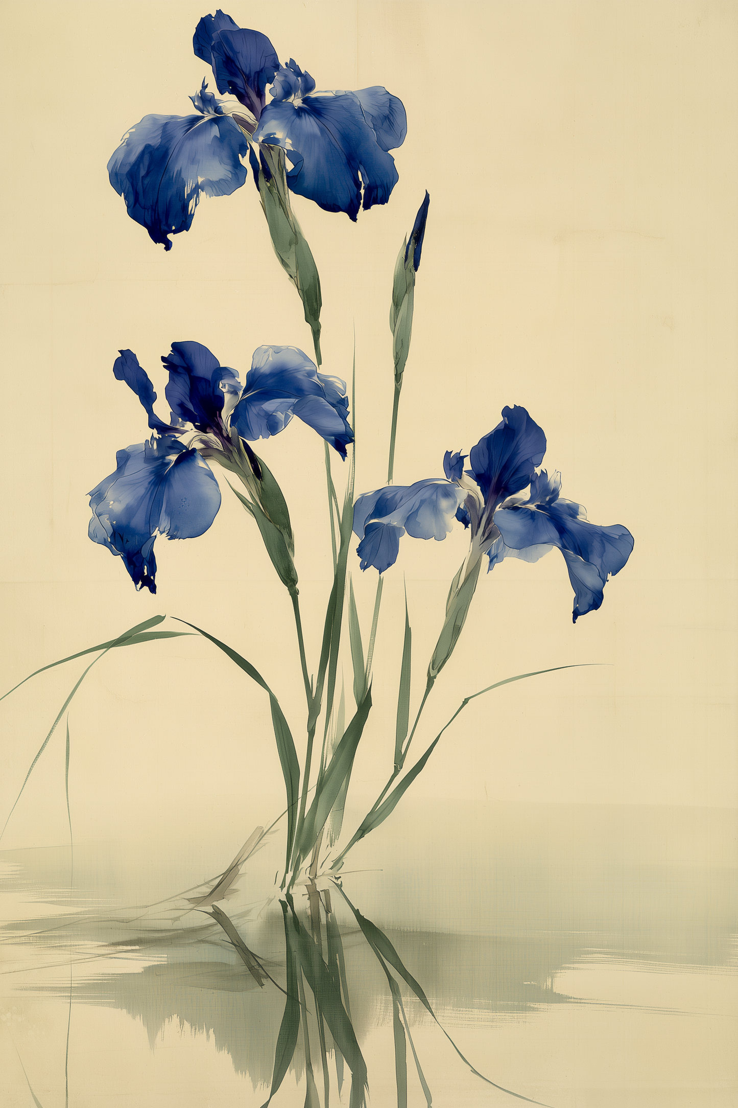Kakitsubata, Blue Iris at Water's Edge | Botanical Wall Art