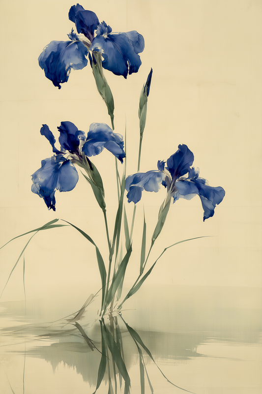 Kakitsubata, Blue Iris at Water's Edge | Botanical Wall Art
