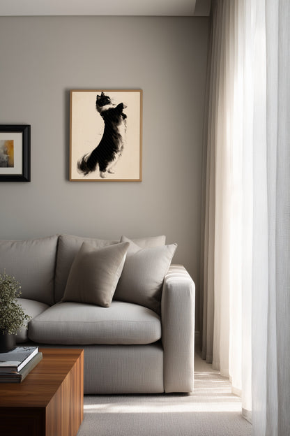 The Reach print in a modern neutral living room corner matte linen, Yugen Print