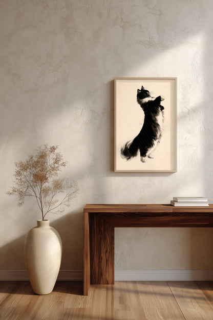 The Reach print in a quiet minimalist living room with warm cream, Yugen Print