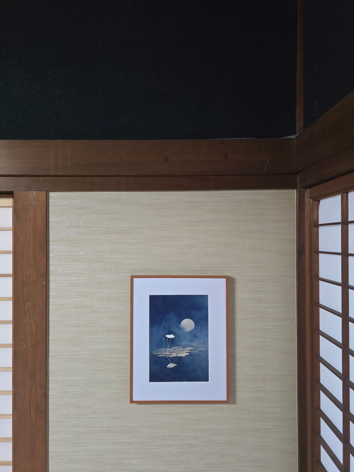 Night Lotus | Japanese Sumi-e Lotus & Moon Print