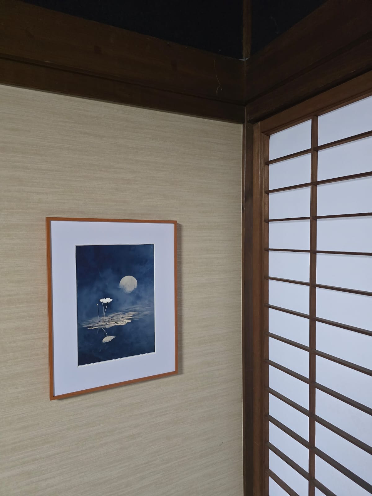 Night Lotus | Japanese Sumi-e Lotus & Moon Print