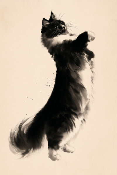 The Reach wall art print in black, white, and cream ink tones, Yugen Print.