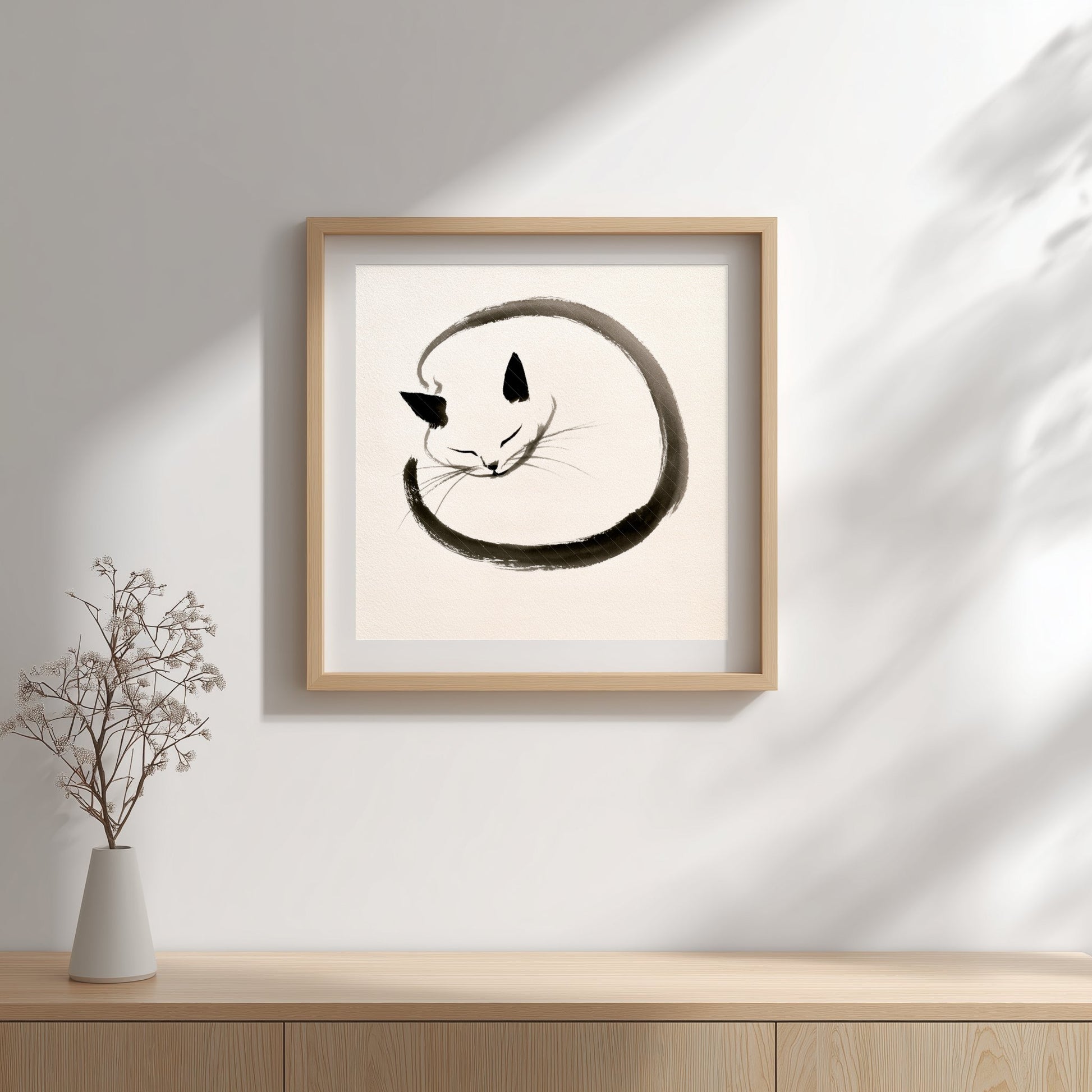 Enso Neko print in a kitchen, Yugen Print