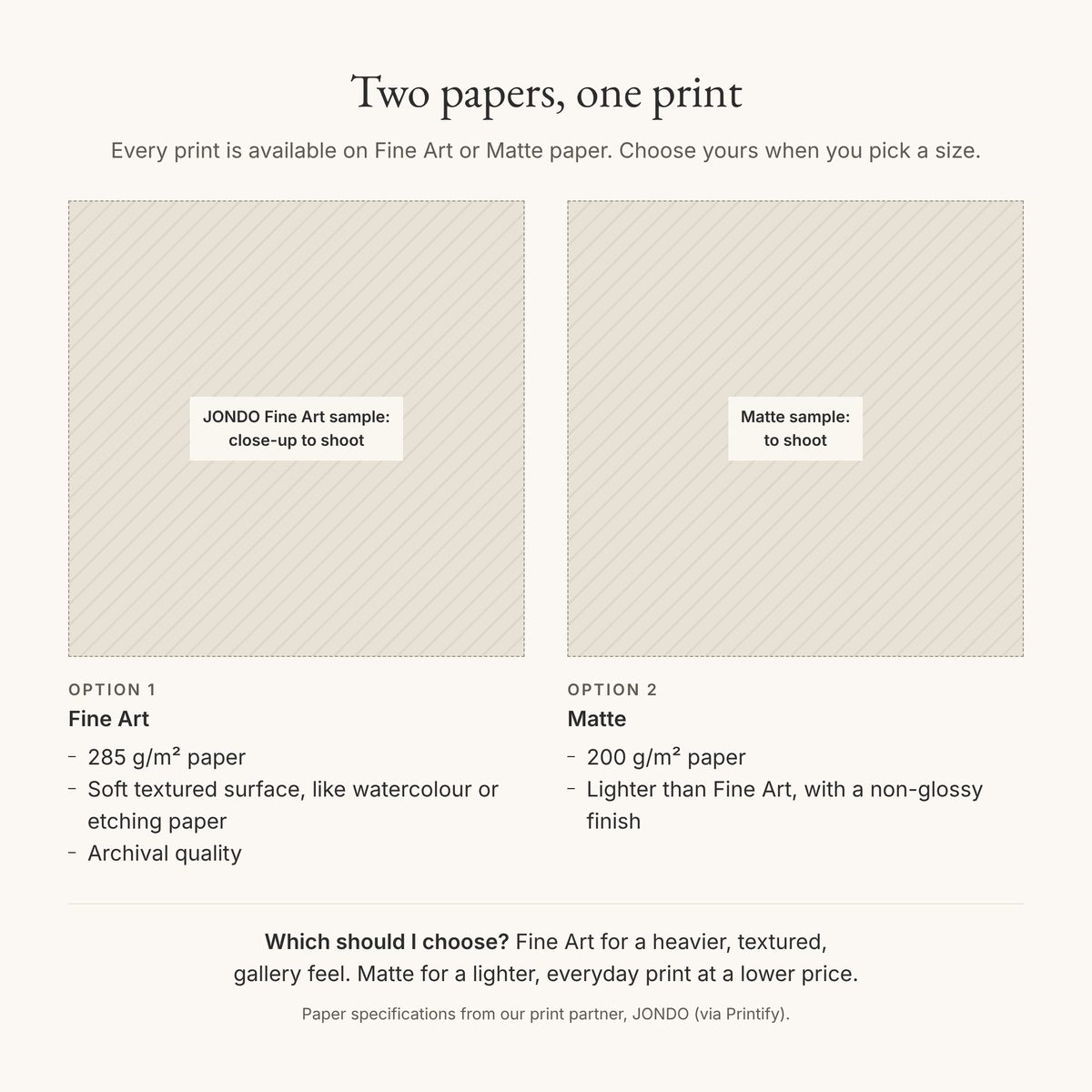 Fine Art and Matte paper compared
